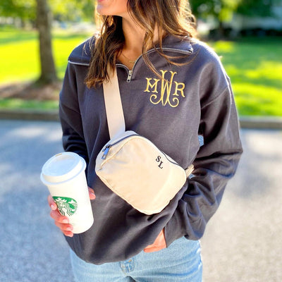 Monogrammed Quarter Zip Sweatshirt - United Monograms