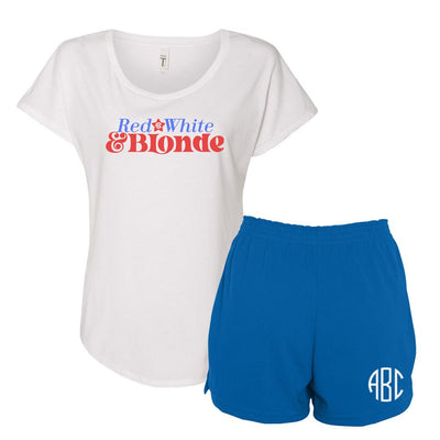 Monogrammed 'Red, White & Blonde' Lounge Set Package - United Monograms