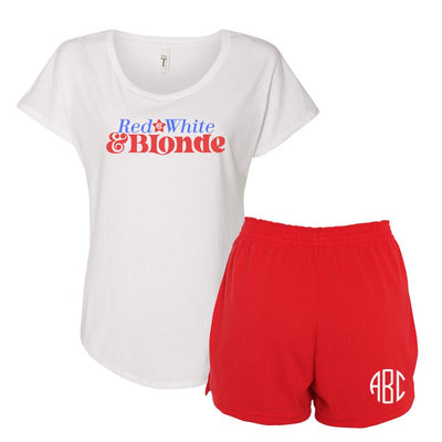 Monogrammed 'Red, White & Blonde' Lounge Set Package - United Monograms