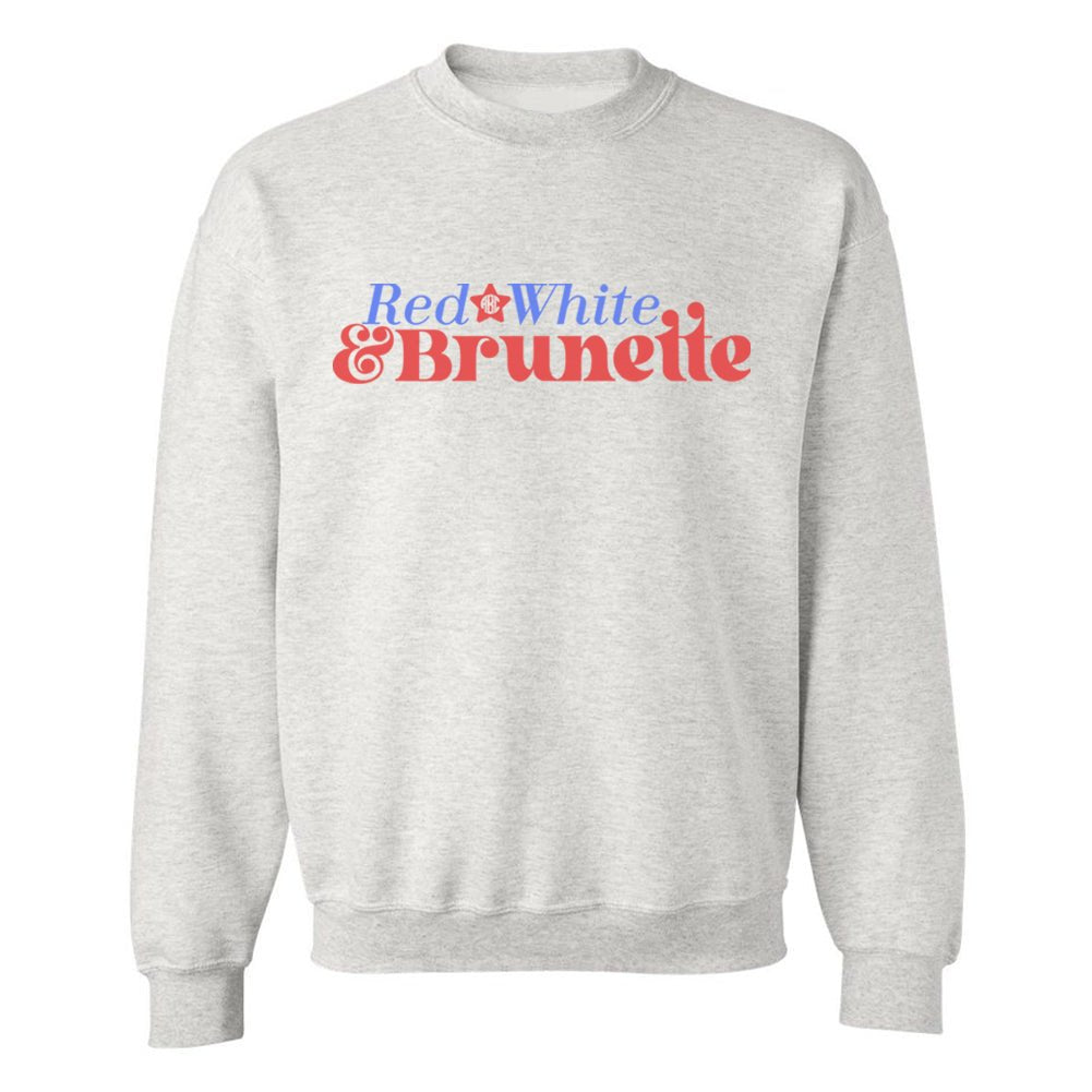 Monogrammed 'Red, White & Brunette' Crewneck Sweatshirt - United Monograms