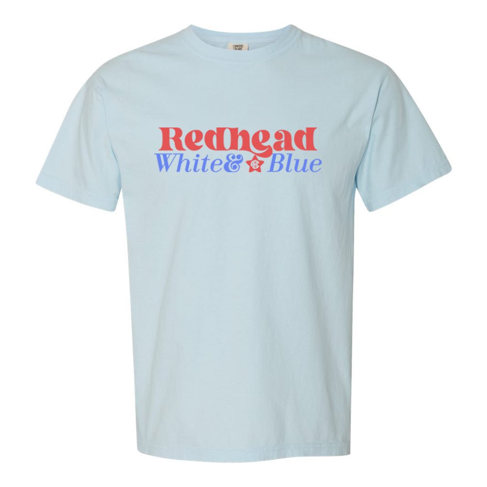 Monogrammed 'Redhead, White & Blue' T-Shirt - United Monograms
