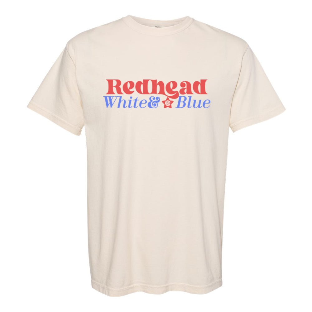 Monogrammed 'Redhead, White & Blue' T-Shirt - United Monograms