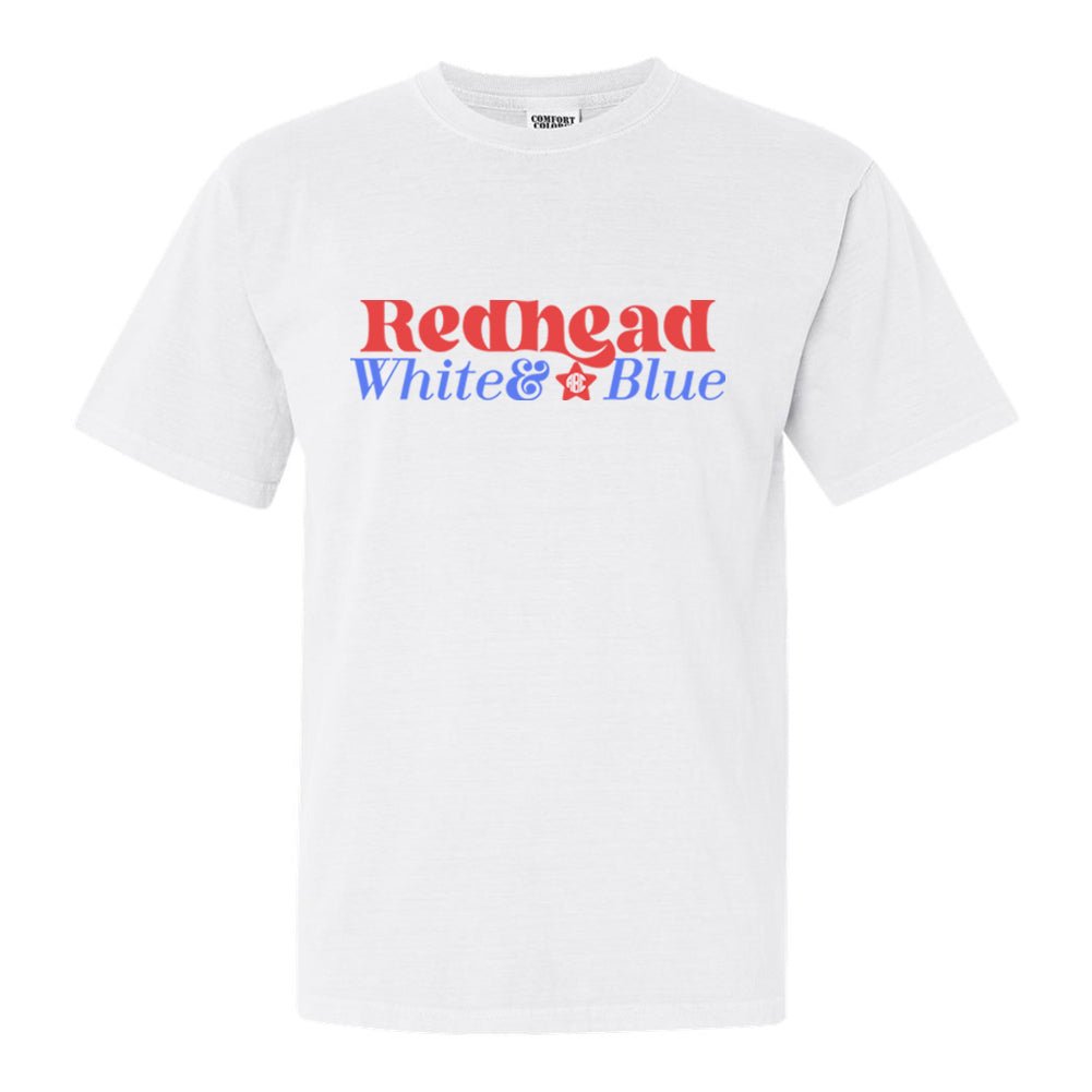 Monogrammed 'Redhead, White & Blue' T-Shirt - United Monograms