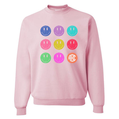Monogrammed 'Retro Smileys' Crewneck Sweatshirt - United Monograms