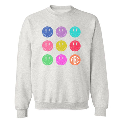 Monogrammed 'Retro Smileys' Crewneck Sweatshirt - United Monograms