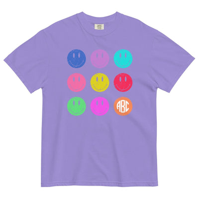 Monogrammed 'Retro Smileys' T-Shirt - United Monograms