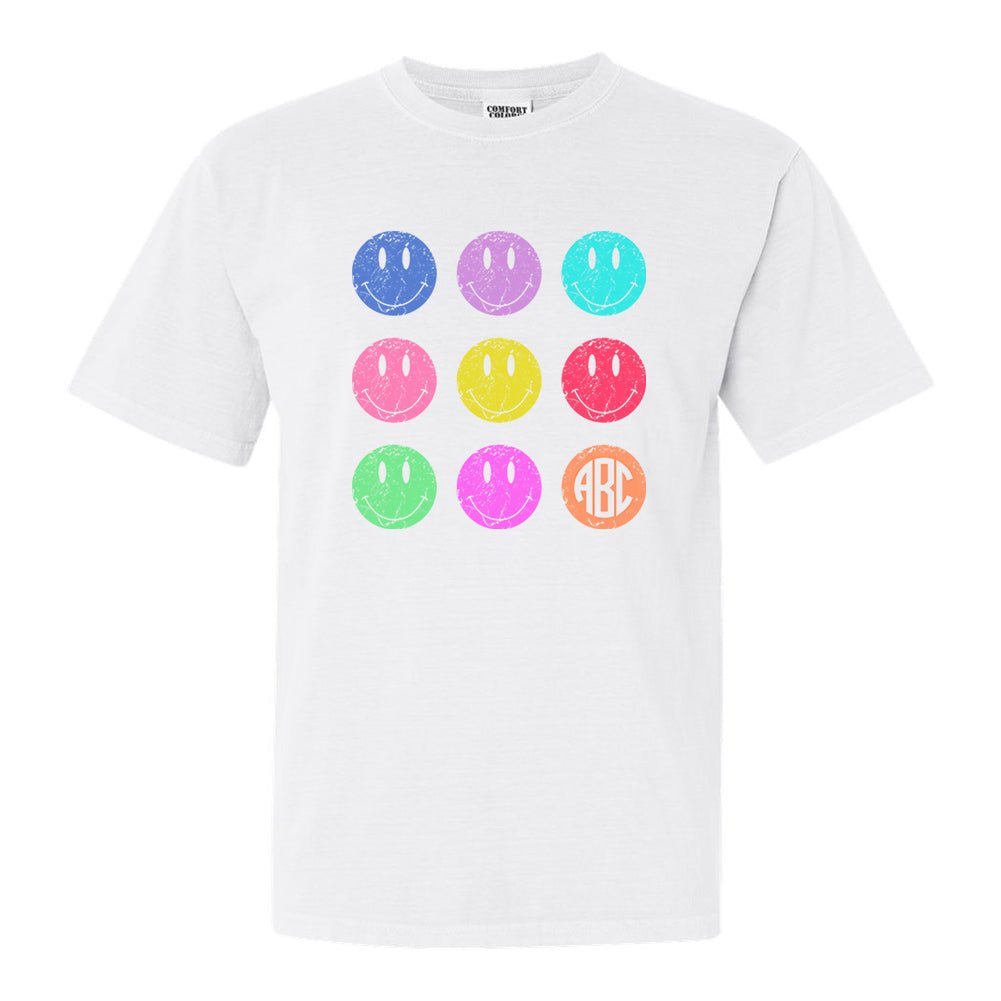 Monogrammed 'Retro Smileys' T-Shirt - United Monograms