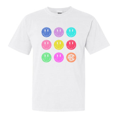 Monogrammed 'Retro Smileys' T-Shirt - United Monograms
