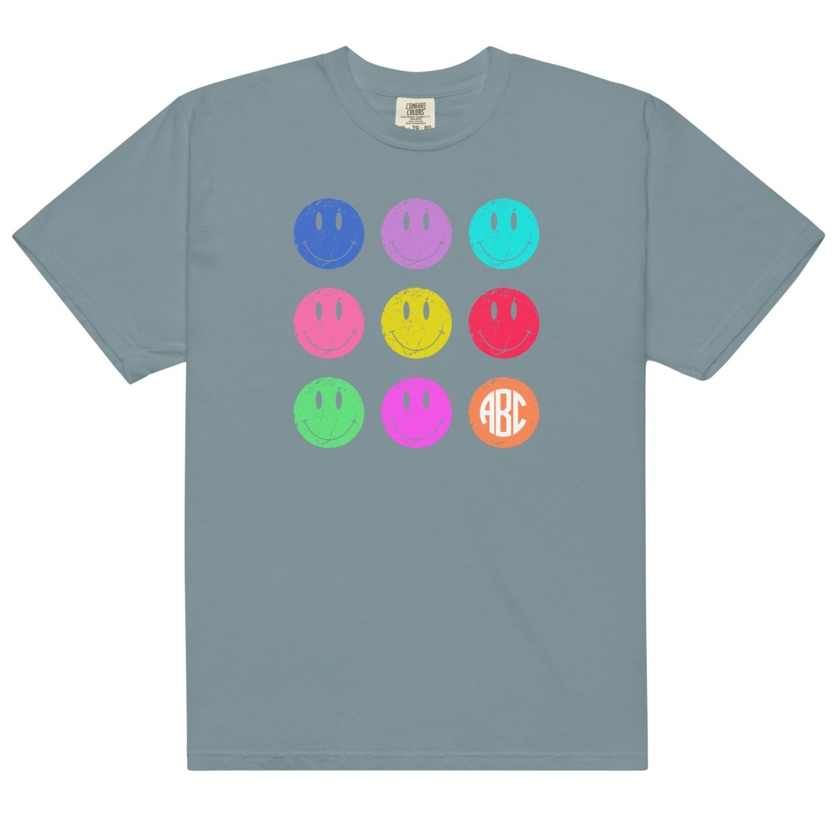 Monogrammed 'Retro Smileys' T-Shirt - United Monograms