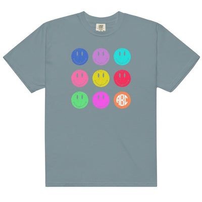 Monogrammed 'Retro Smileys' T-Shirt - United Monograms