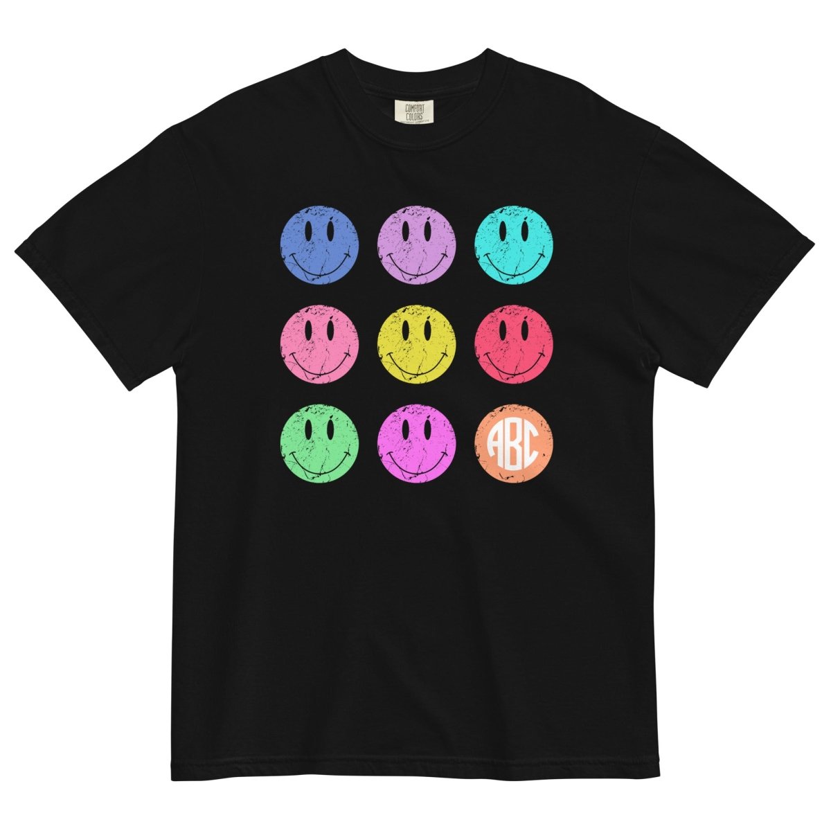 Monogrammed 'Retro Smileys' T-Shirt - United Monograms