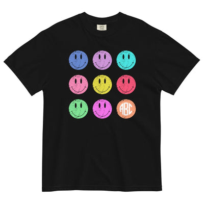 Monogrammed 'Retro Smileys' T-Shirt - United Monograms