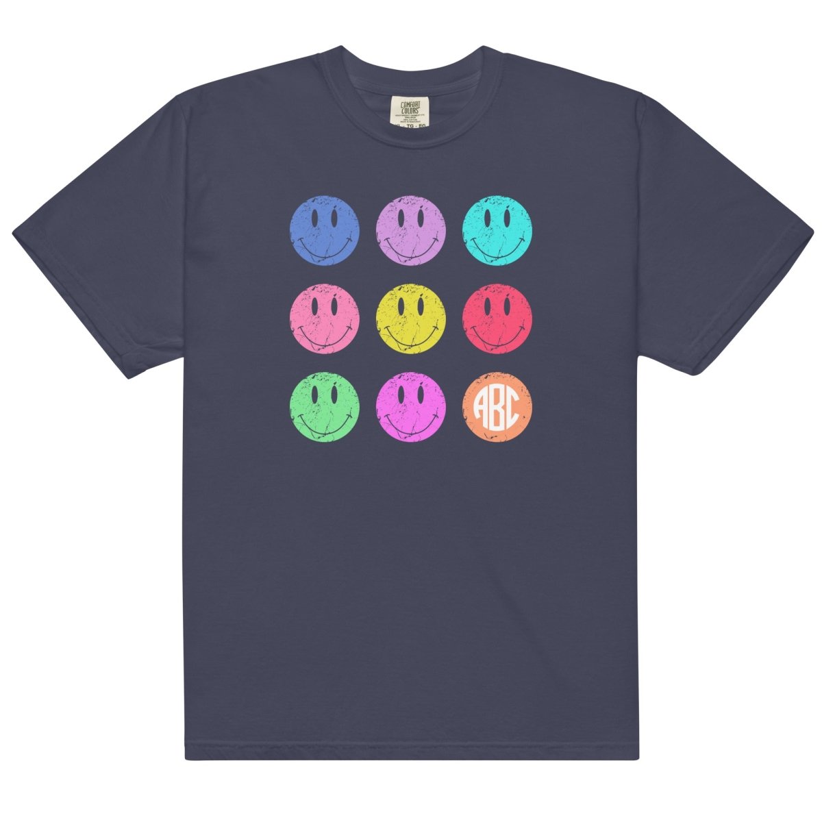 Monogrammed 'Retro Smileys' T-Shirt - United Monograms