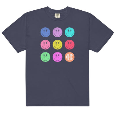 Monogrammed 'Retro Smileys' T-Shirt - United Monograms