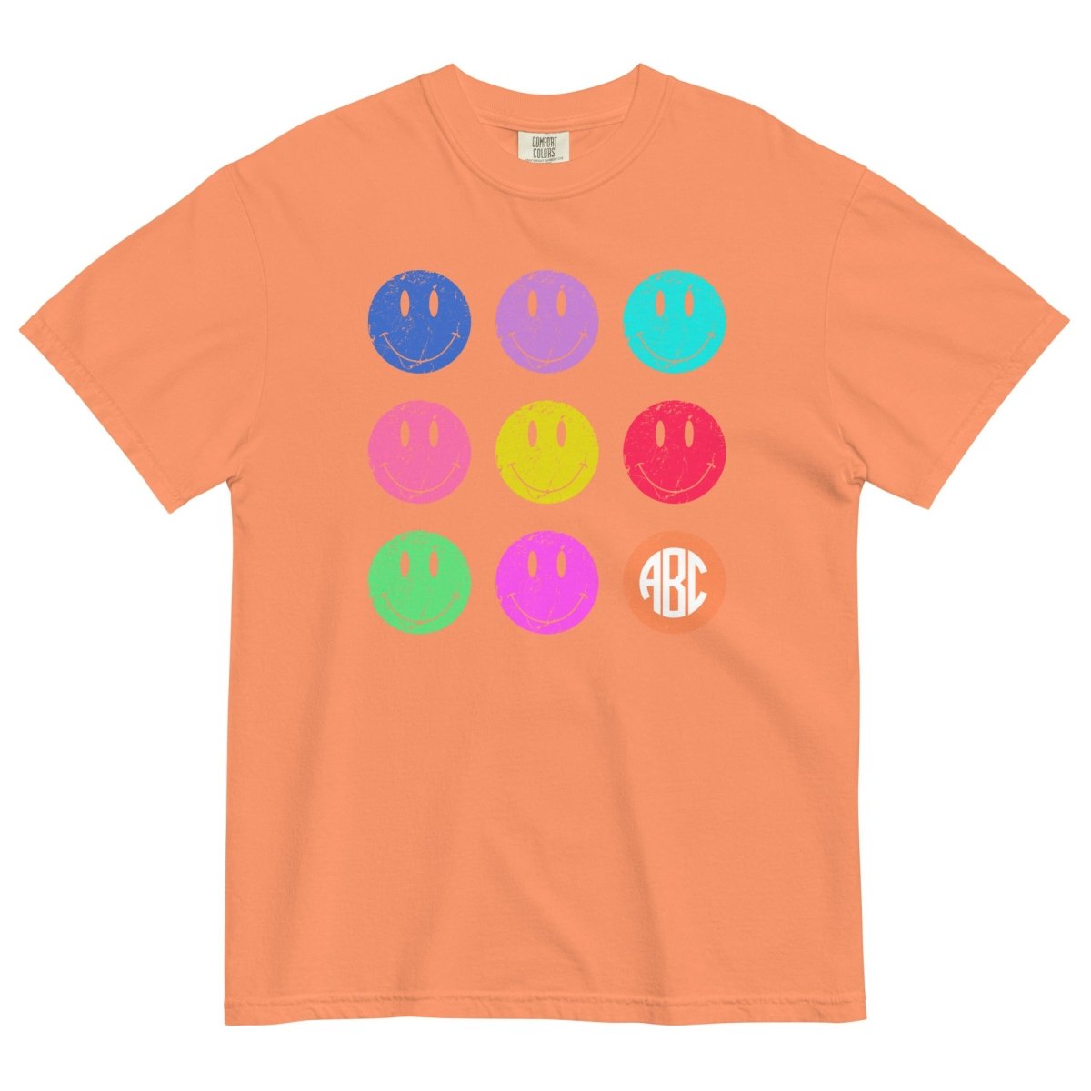 Monogrammed 'Retro Smileys' T-Shirt - United Monograms