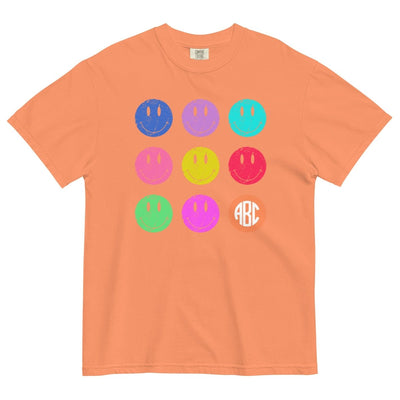 Monogrammed 'Retro Smileys' T-Shirt - United Monograms