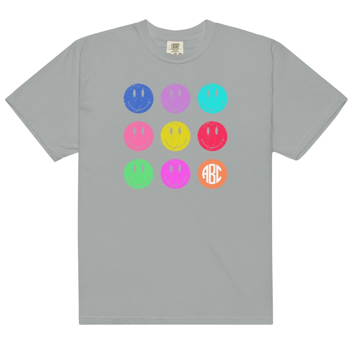 Monogrammed 'Retro Smileys' T-Shirt - United Monograms