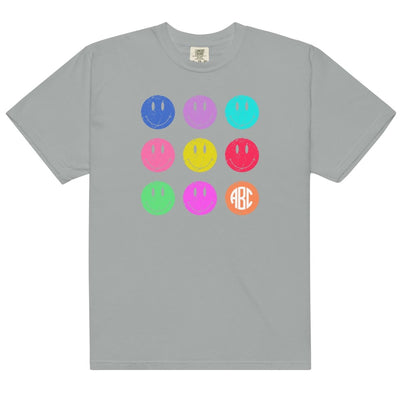 Monogrammed 'Retro Smileys' T-Shirt - United Monograms