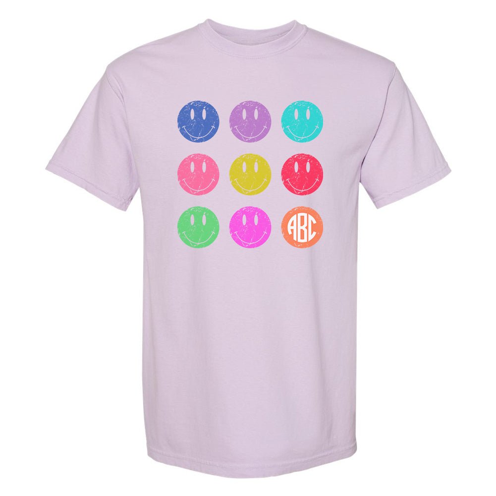 Monogrammed 'Retro Smileys' T-Shirt - United Monograms