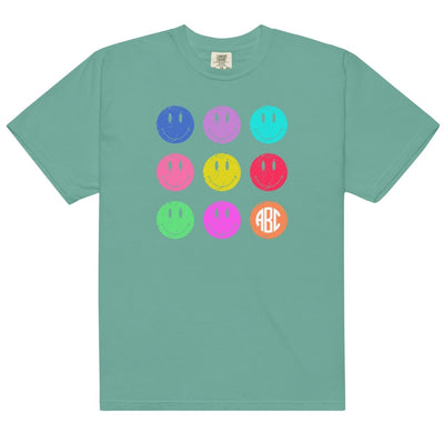 Monogrammed 'Retro Smileys' T-Shirt - United Monograms