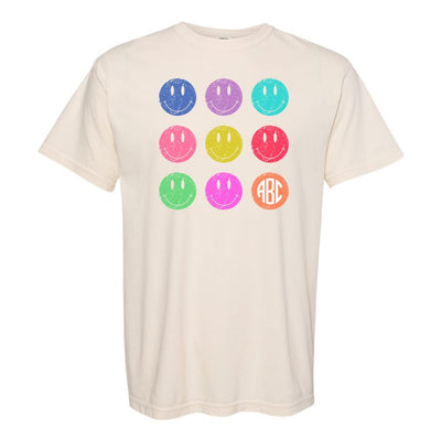 Monogrammed 'Retro Smileys' T-Shirt - United Monograms