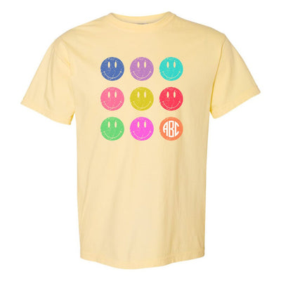 Monogrammed 'Retro Smileys' T-Shirt - United Monograms