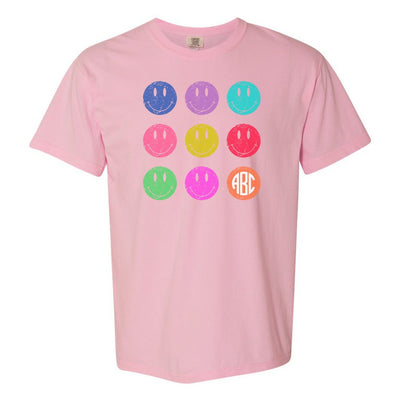 Monogrammed 'Retro Smileys' T-Shirt - United Monograms