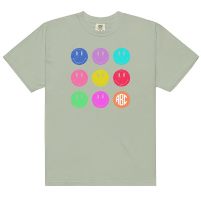Monogrammed 'Retro Smileys' T-Shirt - United Monograms