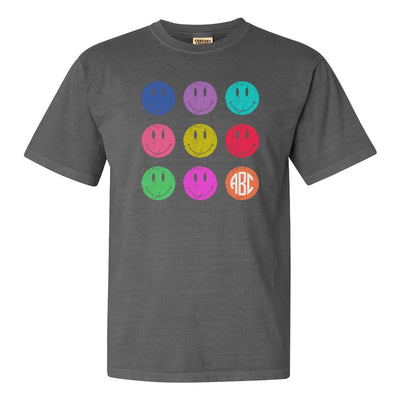 Monogrammed 'Retro Smileys' T-Shirt - United Monograms