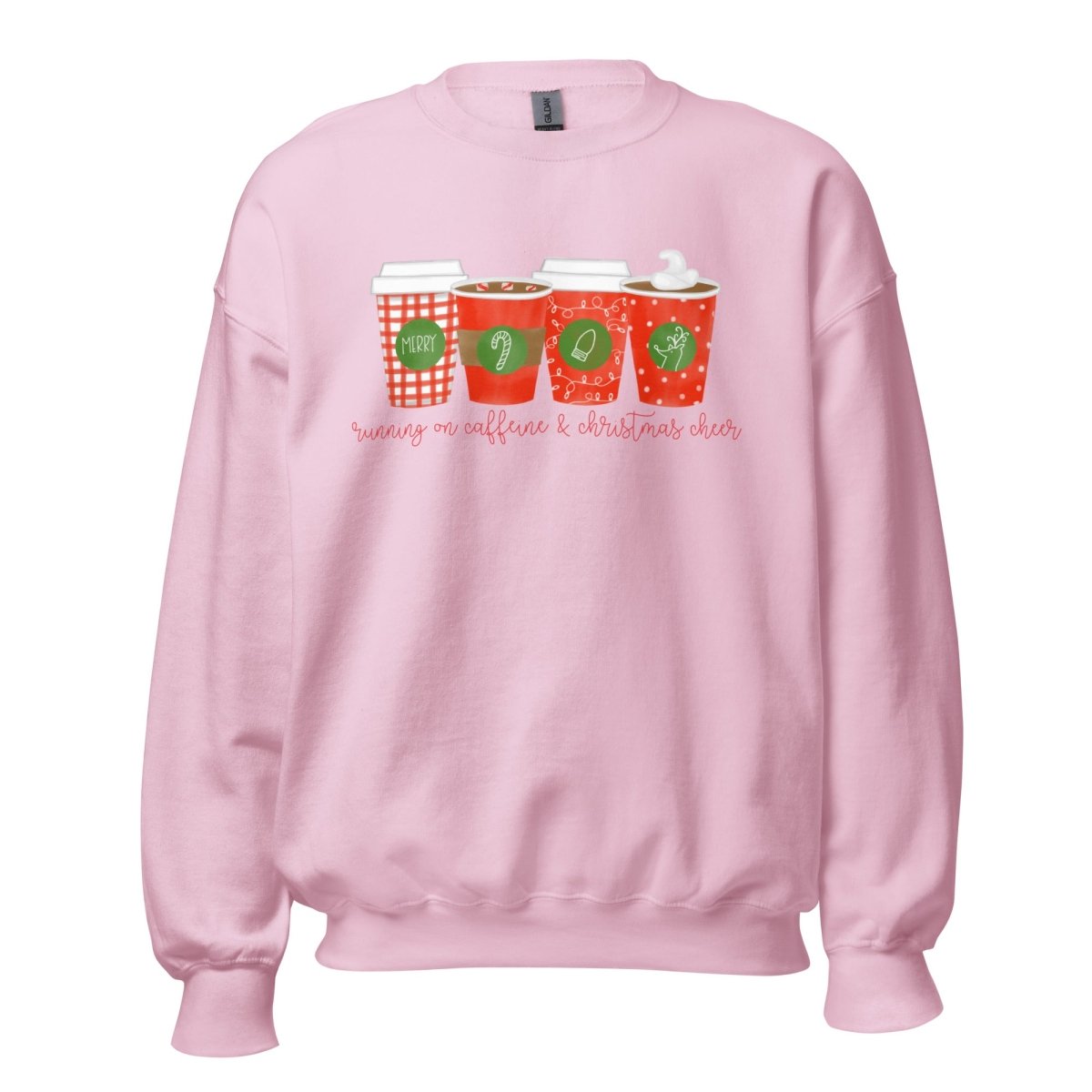 Monogrammed 'Running On Caffeine & Christmas Cheer' Crewneck Sweatshirt - United Monograms