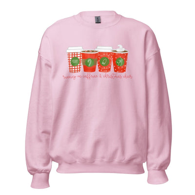 Monogrammed 'Running On Caffeine & Christmas Cheer' Crewneck Sweatshirt - United Monograms