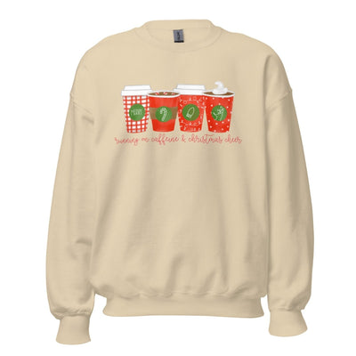Monogrammed 'Running On Caffeine & Christmas Cheer' Crewneck Sweatshirt - United Monograms