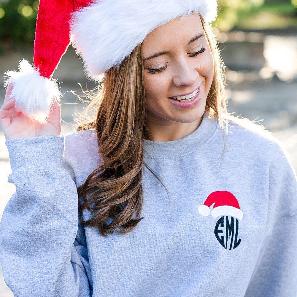 Monogrammed 'Santa Hat' Crewneck Sweatshirt - United Monograms