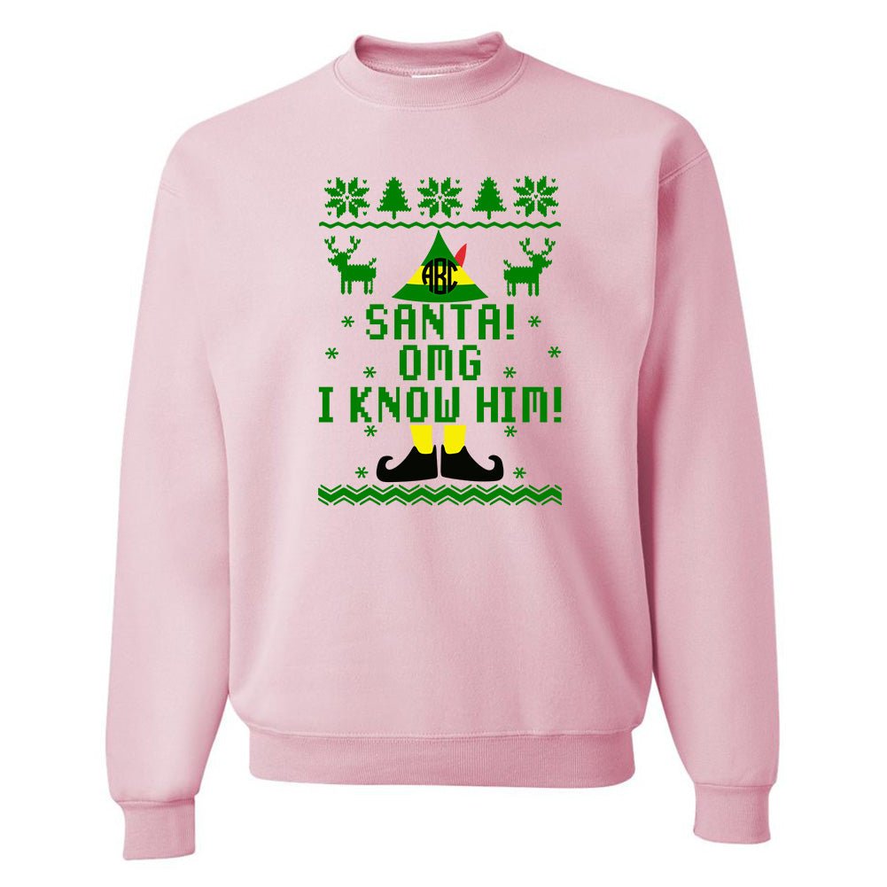 Monogrammed 'Santa, OMG I Know Him' Crewneck Sweatshirt - United Monograms
