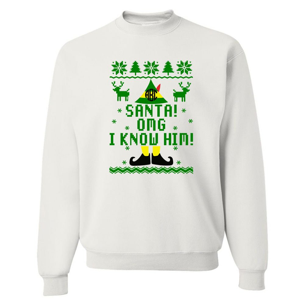 Monogrammed 'Santa, OMG I Know Him' Crewneck Sweatshirt - United Monograms