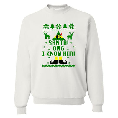 Monogrammed 'Santa, OMG I Know Him' Crewneck Sweatshirt - United Monograms