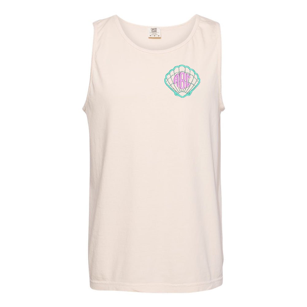 Monogrammed Seashells Comfort Colors Tank Top - United Monograms