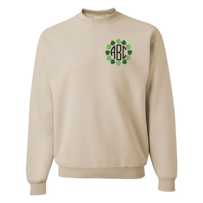 Monogrammed Shamrock Border Crewneck Sweatshirt - United Monograms