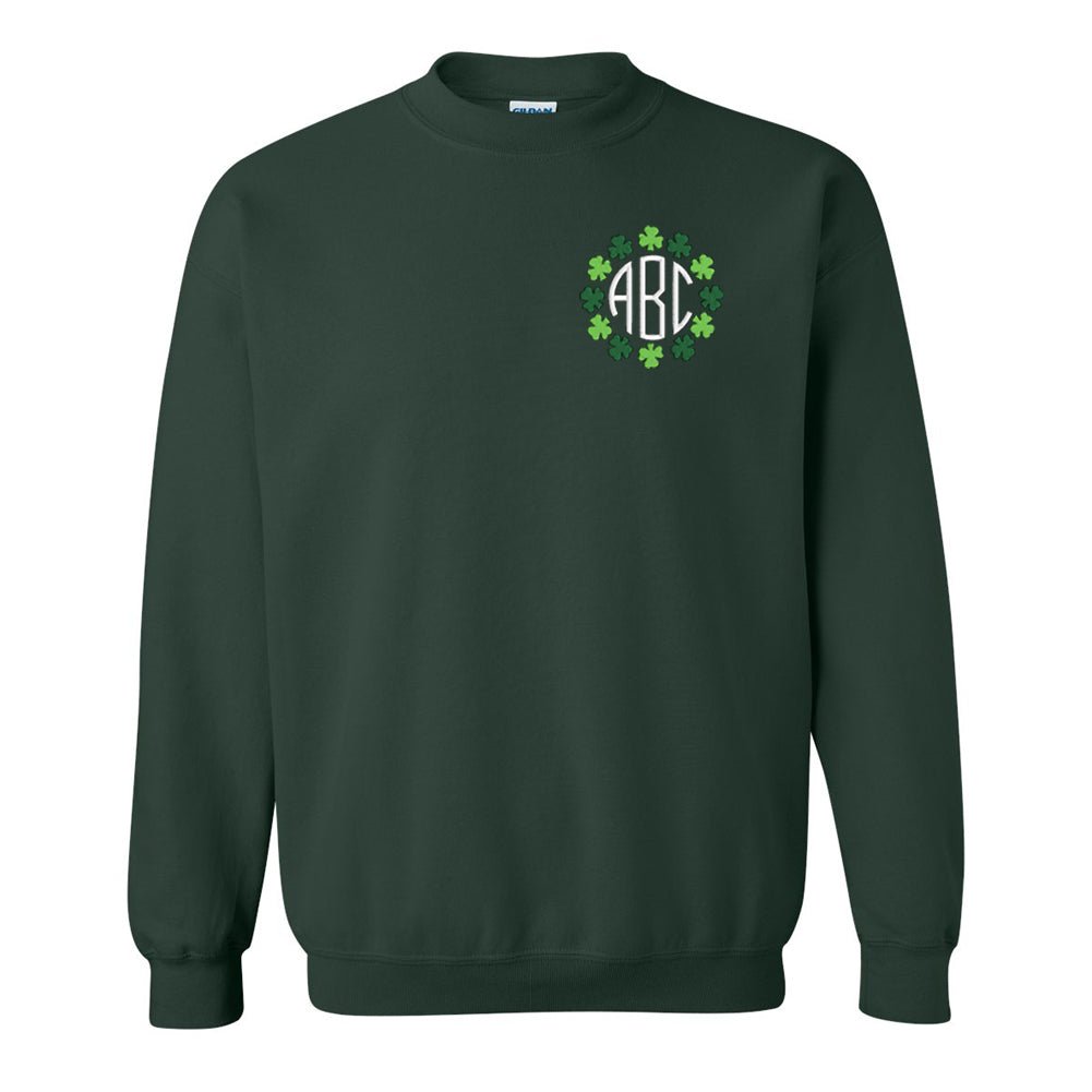 Monogrammed Shamrock Border Crewneck Sweatshirt - United Monograms