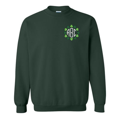 Monogrammed Shamrock Border Crewneck Sweatshirt - United Monograms