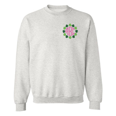 Monogrammed Shamrock Border Crewneck Sweatshirt - United Monograms