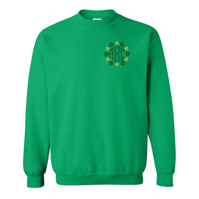 Monogrammed Shamrock Border Crewneck Sweatshirt - United Monograms