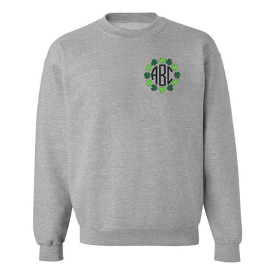 Monogrammed Shamrock Border Crewneck Sweatshirt - United Monograms
