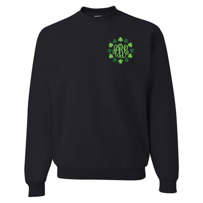 Monogrammed Shamrock Border Crewneck Sweatshirt - United Monograms
