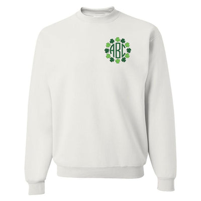 Monogrammed Shamrock Border Crewneck Sweatshirt - United Monograms
