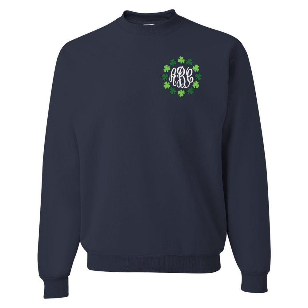 Monogrammed Shamrock Border Crewneck Sweatshirt - United Monograms