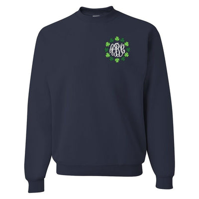 Monogrammed Shamrock Border Crewneck Sweatshirt - United Monograms