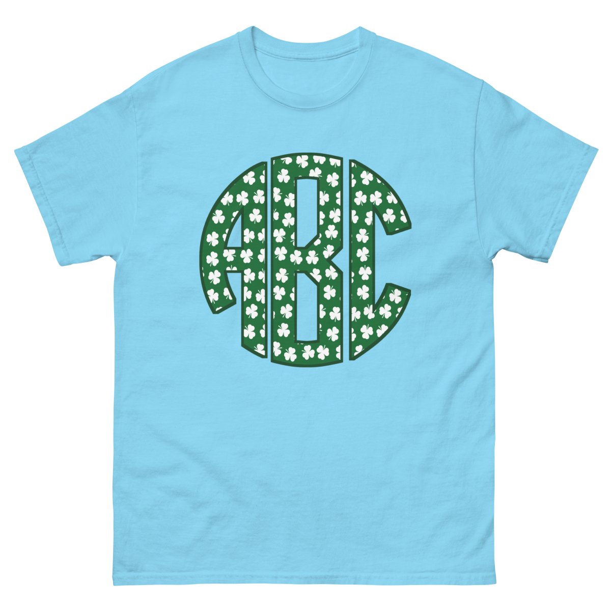 Monogrammed 'Shamrock Pattern' Big Print Basic T-Shirt - United Monograms