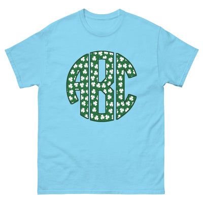 Monogrammed 'Shamrock Pattern' Big Print Basic T-Shirt - United Monograms