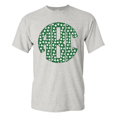Monogrammed 'Shamrock Pattern' Big Print Basic T-Shirt - United Monograms